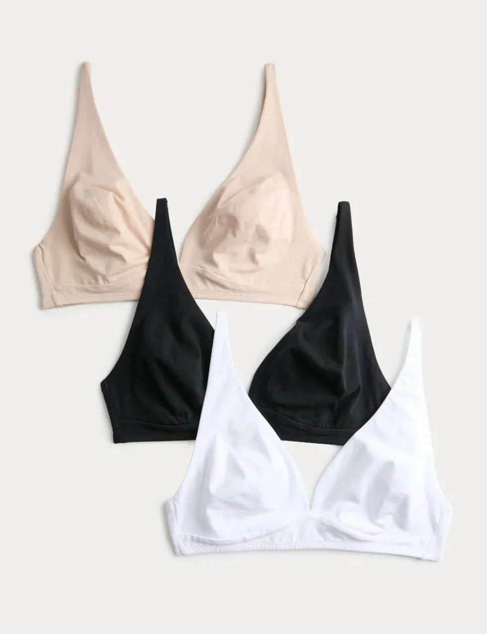 3 Pack Cotton Rich Non Wired Plunge Bras (A-E)