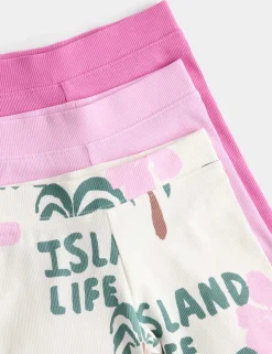3 Pack Cotton Rich Palm Tree Cycling Shorts (2-8 Yrs)