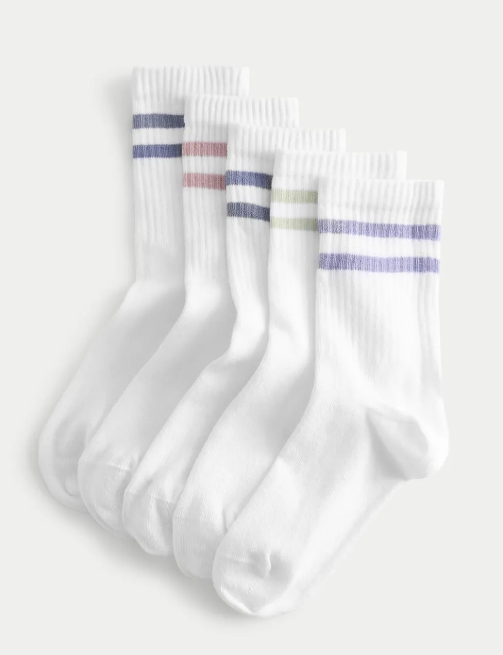 5 Pack Cotton Rich Rib Stripe Sports Socks