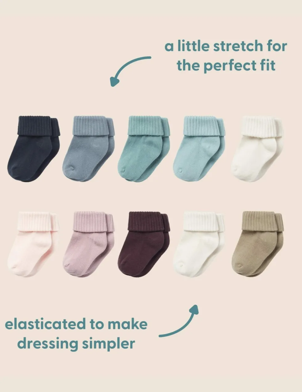 5 Pack Cotton Rich Ribbed Baby Socks (0-2 Yrs)