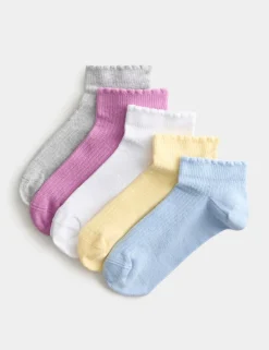 5 Pack Cotton Rich Ribbed Trainer Liners™ (6 Small-7 Large)