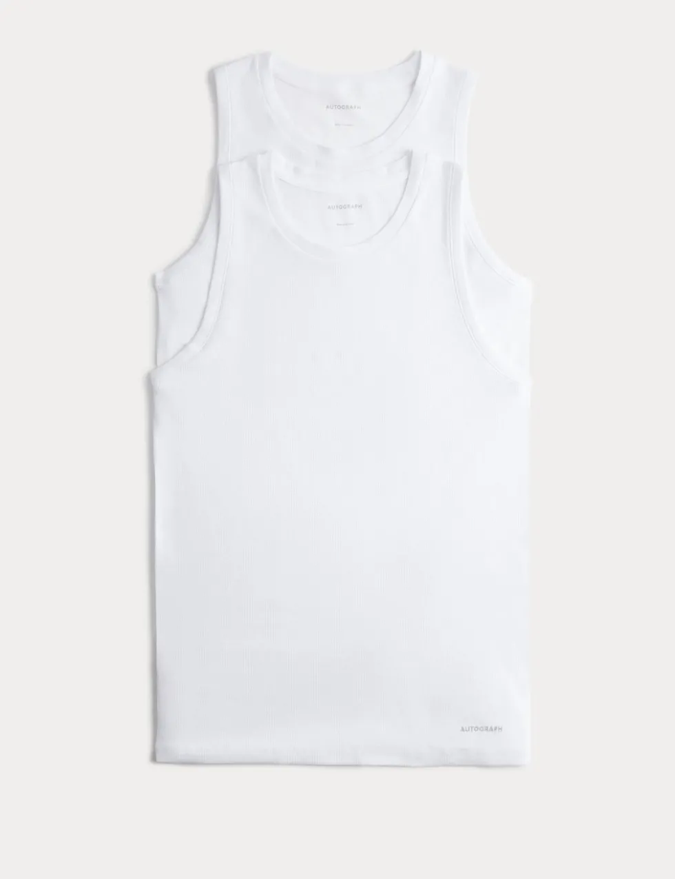 2 Pack Cotton Rich Ribbed Sleeveless Vests