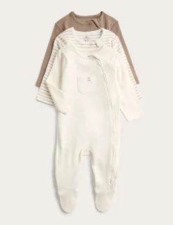 3 Pack Cotton Rich Ribbed Sleepsuits (6½lbs-3 Yrs)