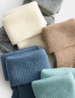 5 Pack Cotton Rich Ribbed Baby Socks (0-2 Yrs)