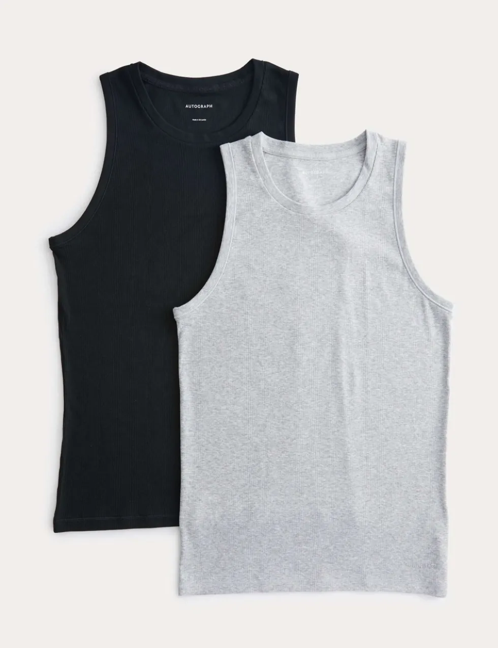 2 Pack Cotton Rich Ribbed Sleeveless Vests