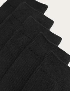 5 Pack Cotton Rich Ribbed Socks