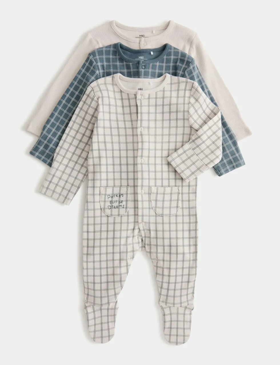 3 Pack Cotton Rich Sleepsuits (0-3 Yrs)
