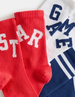 3 Pack Cotton Rich Slogan Ankle Socks (6 Small - 7 Large)