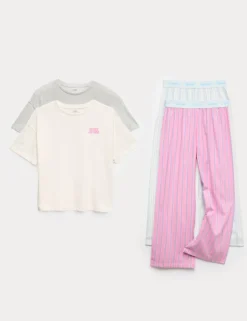 2 Pack Cotton Rich Striped Pyjama Sets (6-16 Yrs)