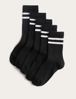 5 Pack Cotton Rich Striped Sports Socks (6 Small-7 Large)