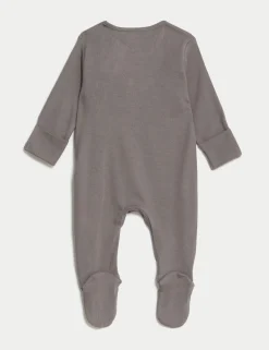 3 Pack Cotton Rich Striped & Plain Sleepsuits (0-3 Yrs)
