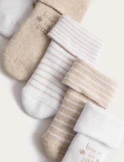 5 Pack Cotton Rich Terry Born in 2026 Socks (0-12 Mths)