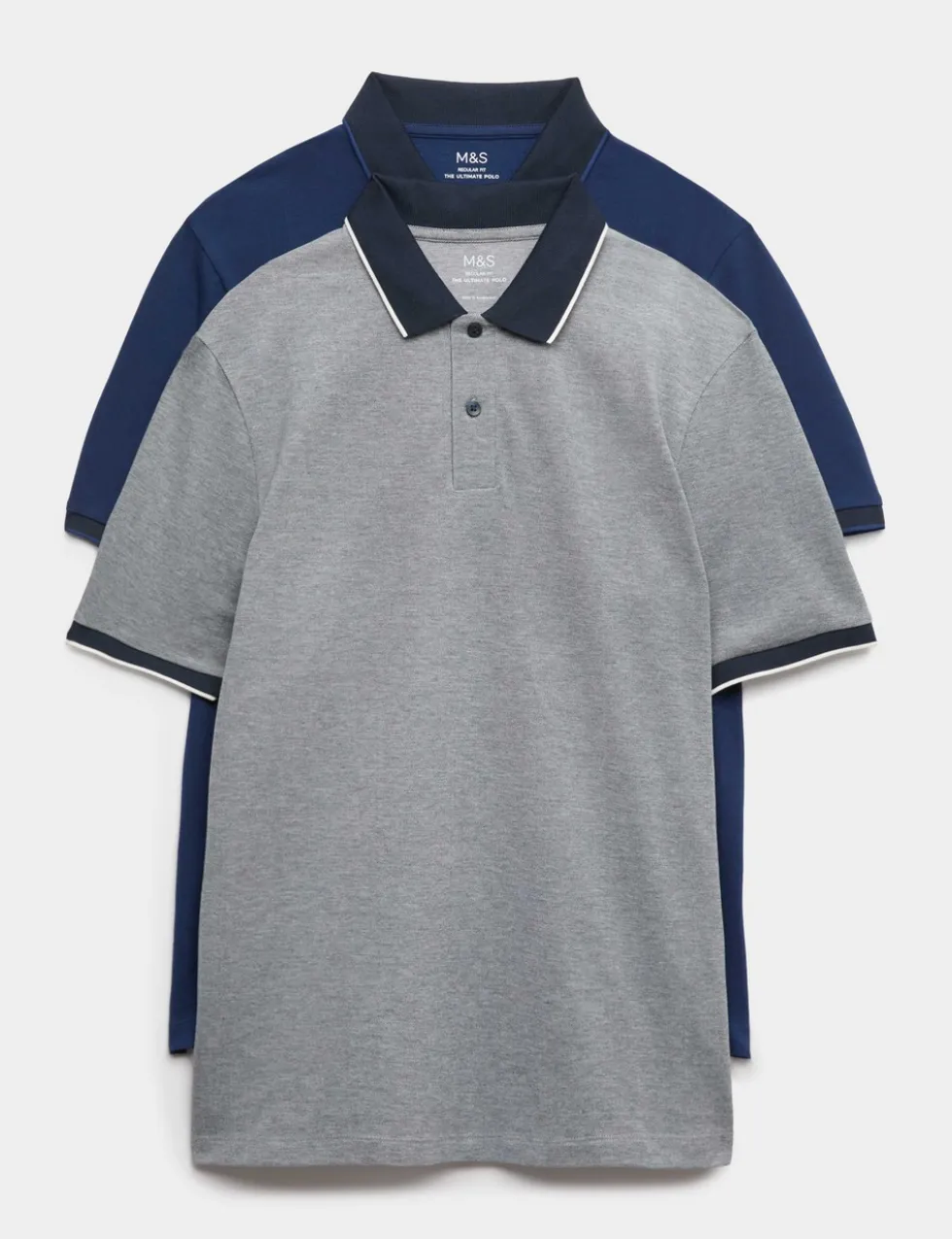 2 Pack Cotton Rich Tipped Polo Shirts