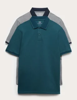 2 Pack Cotton Rich Tipped Polo Shirts