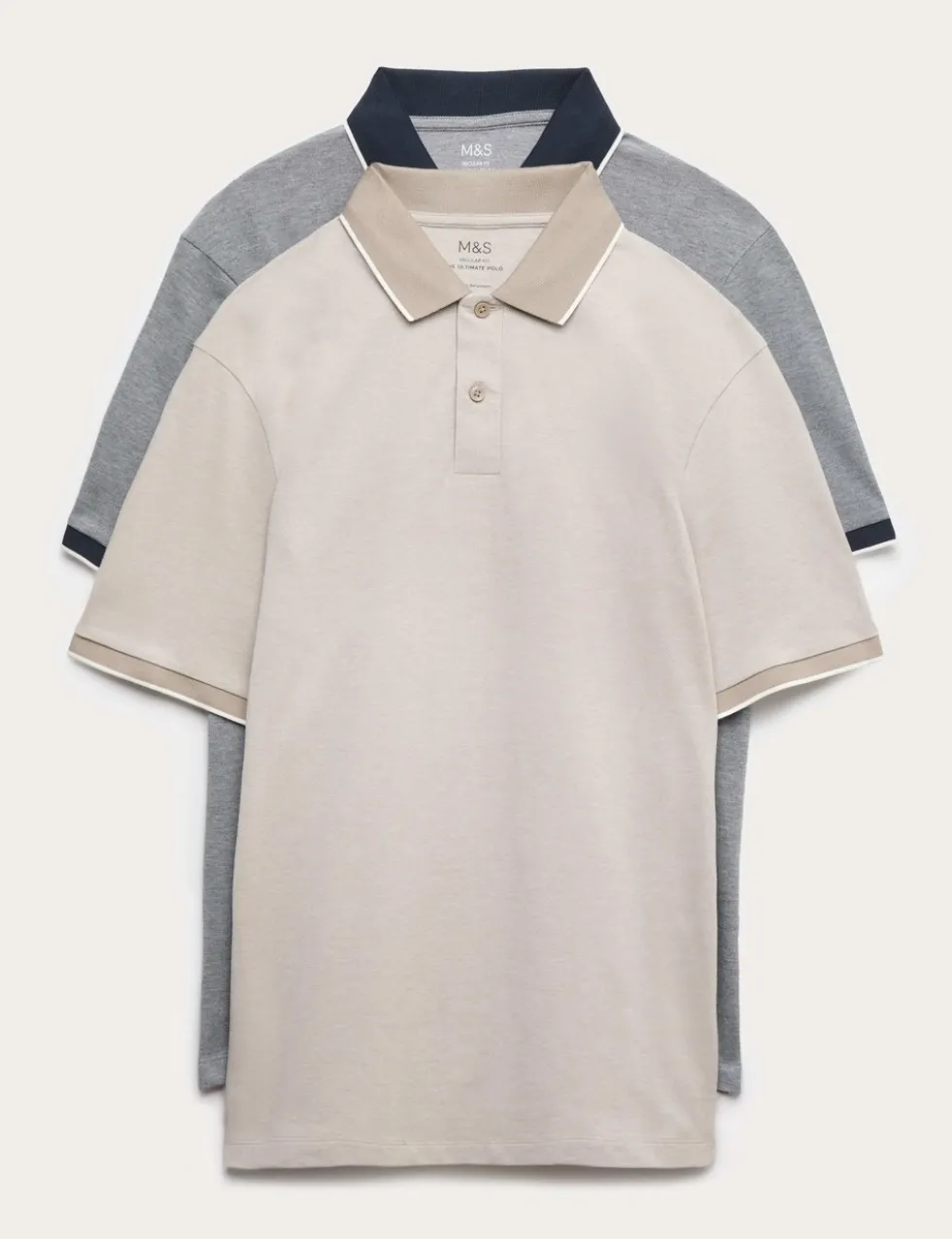 2 Pack Cotton Rich Tipped Polo Shirts