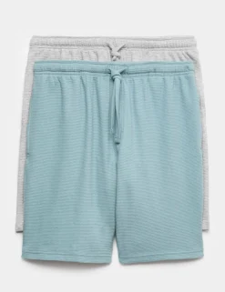 2 Pack Cotton Rich Waffle Pyjama Shorts
