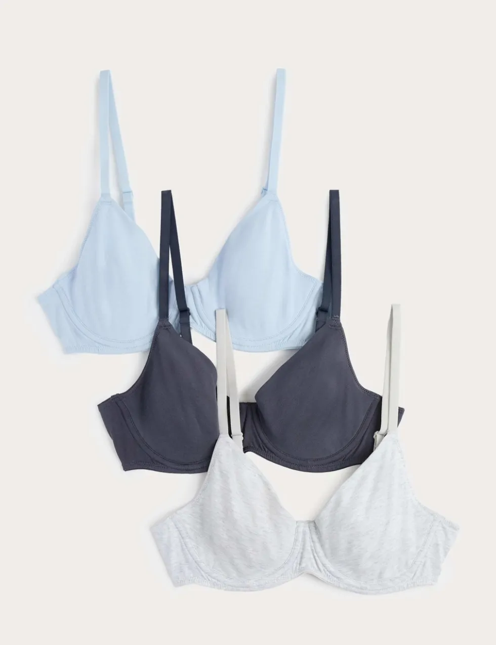 3 Pack Cotton Rich Wired Full Cup Bras (A-E)