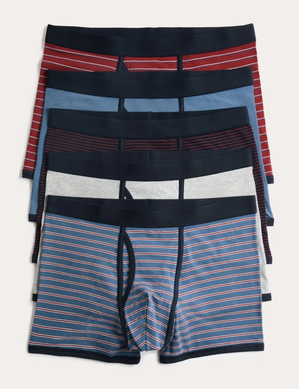 5 Pack Cotton Stretch Striped Trunks