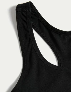3 Pack Cotton with Stretch Racer Back Crop Tops (6-16 Yrs)