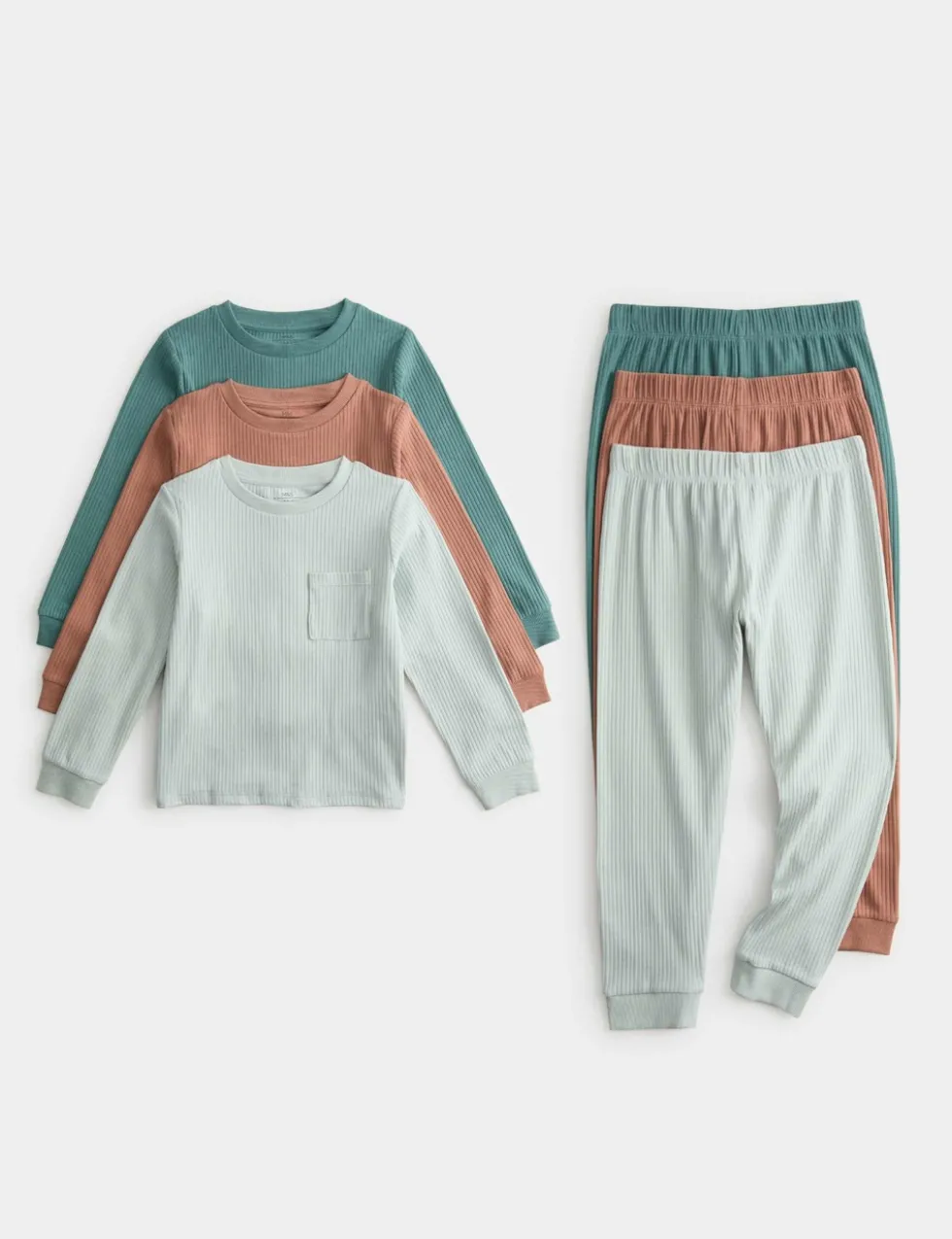3 Pack Cotton with Stretch Ribbed Pyjama Sets