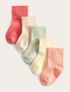 5 Pack Cotton with Stretch Frill Socks