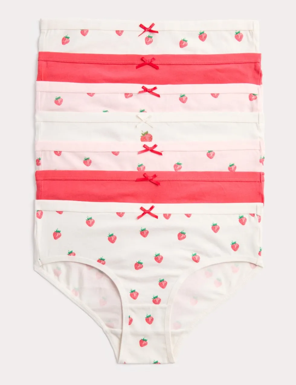 7 Pack Cotton with Stretch Strawberry Print Knickers (5-16 Yrs)