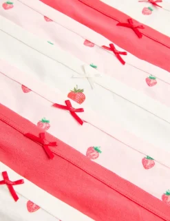 7 Pack Cotton with Stretch Strawberry Print Knickers (5-16 Yrs)