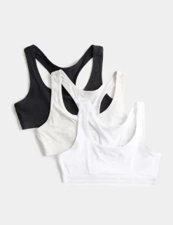 3 Pack Cotton with Stretch Racer Crop Tops (6-16 Yrs)