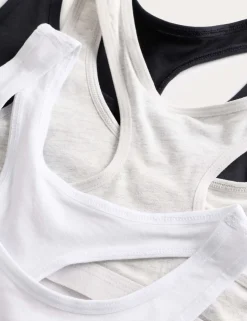 3 Pack Cotton with Stretch Racer Crop Tops (6-16 Yrs)