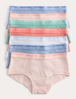 7 Pack Cotton with Stretch Ribbed Knicker Shorts (5-16 Yrs)