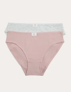 2 Pack Cotton with Stretch Heart Knickers (7-16 Yrs)