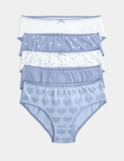 10 Pack Cotton with Stretch Lilac Heart Knickers (2-14 Yrs)