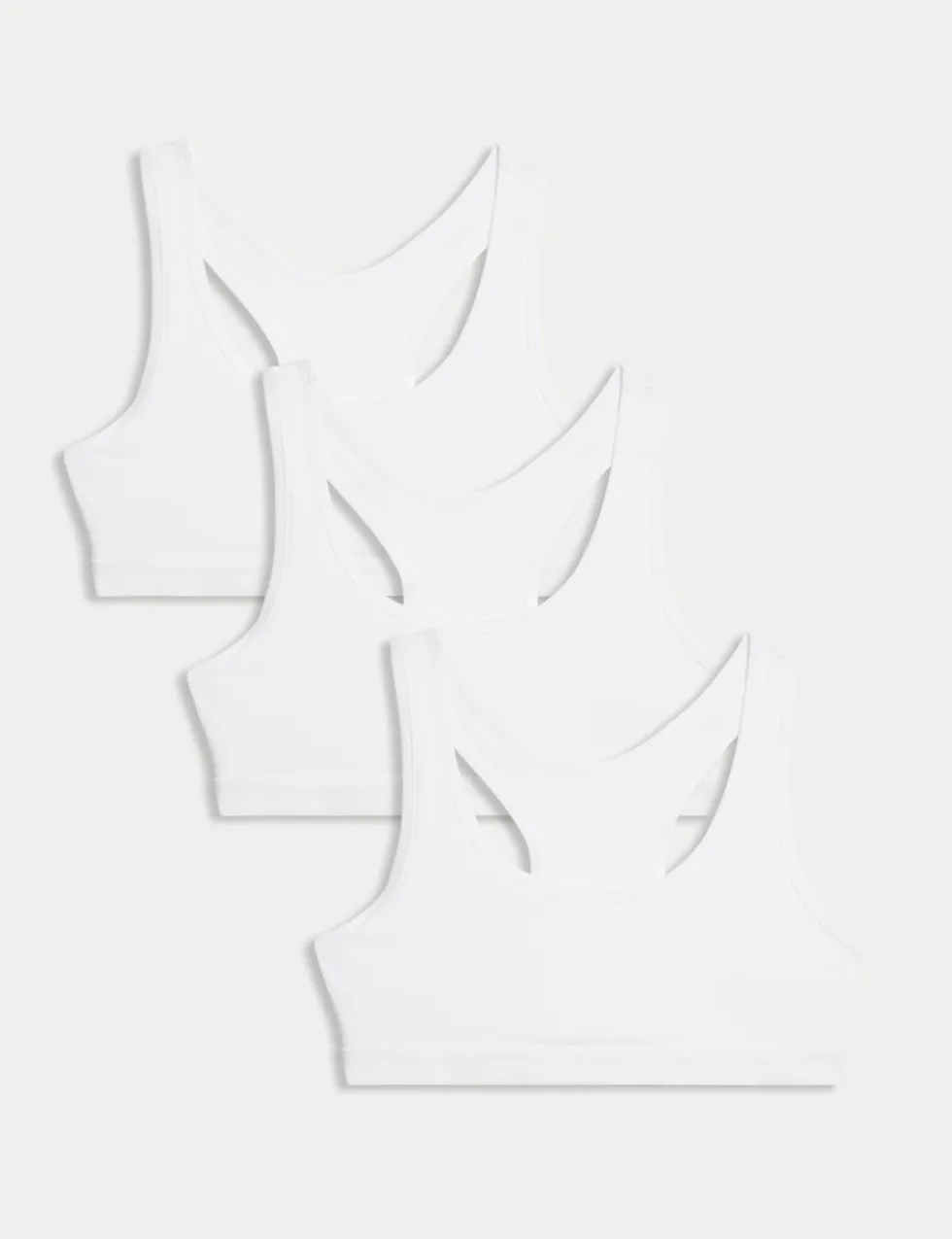 3 Pack Cotton with Stretch Crop Tops (6-16 Yrs)