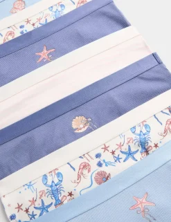 7 Pack Cotton with Stretch Seashell Print Shorts (5-16 Yrs)