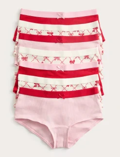 7 Pack Cotton with Stretch Bow Striped Shorts (5-16 Yrs)