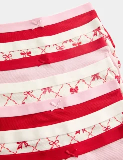 7 Pack Cotton with Stretch Bow Striped Shorts (5-16 Yrs)