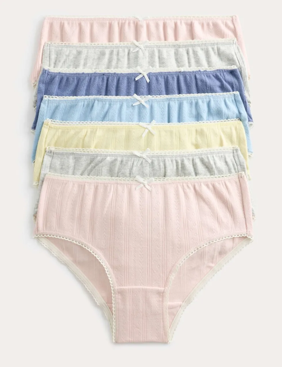 7 Pack Cotton with Stretch Pointelle Knickers (18 Mths-14 Yrs)