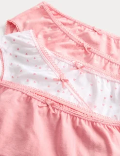 10 Pack Cotton with Stretch Pink Heart Knickers (2-14 Yrs)