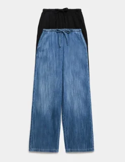 2 Pack Denim Pull On Wide Leg Jeans