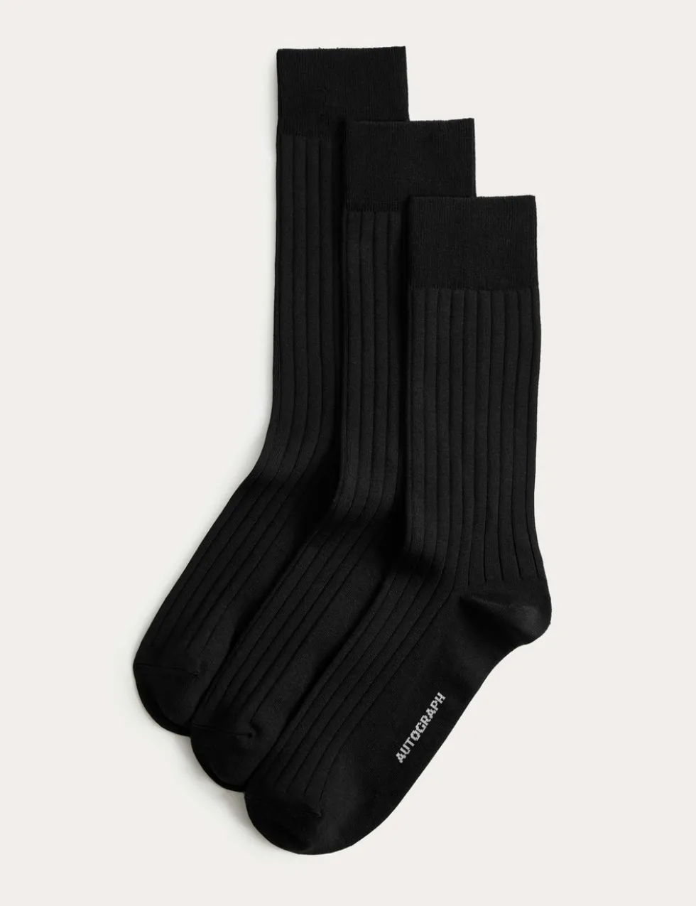 3 Pack Egyptian Cotton Rich Ribbed Socks