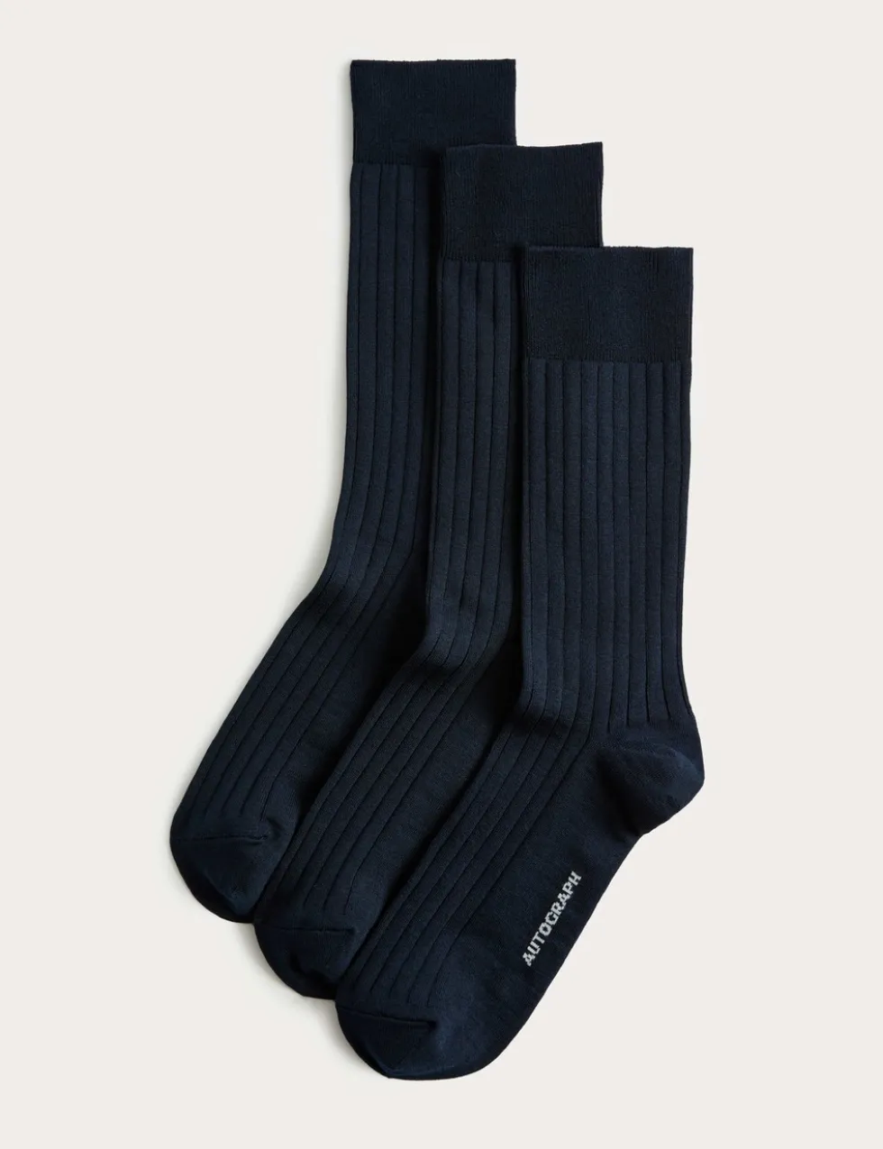 3 Pack Egyptian Cotton Rich Ribbed Socks