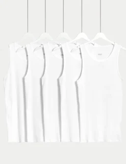 5 Pack Essential Cotton Sleeveless Vests