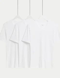 3 Pack Essential Cotton V-Neck T-Shirt Vests