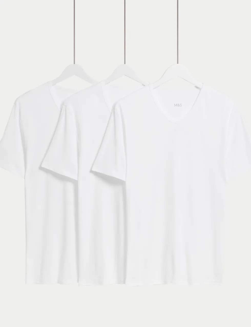 3 Pack Essential Cotton V-Neck T-Shirt Vests