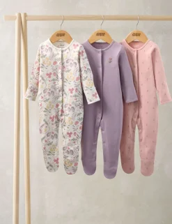 3 Pack Floral Sleepsuits (7lbs-24 Mths)