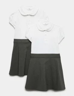 2 Pack Girls' 2 in 1 School Pinafores (2-12 Yrs)