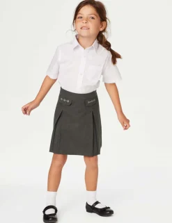 2 Pack Girls' Embroidered School Skirts (2-18 Yrs)