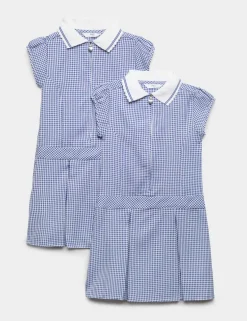 2 Pack Girls' Gingham School Dress (2-14 Yrs)