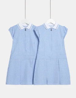 2 Pack Girls' Gingham School Dress (2-14 Yrs)