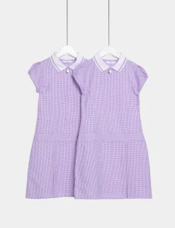 2 Pack Girls' Gingham School Dress (2-14 Yrs)